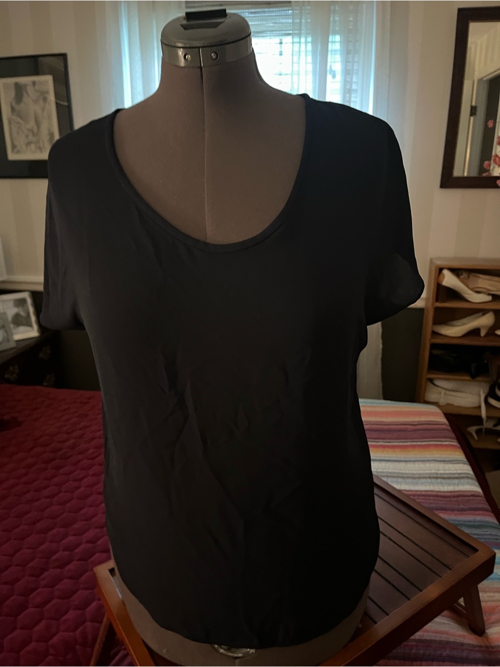 LOFT Navy Scoop Neck Top